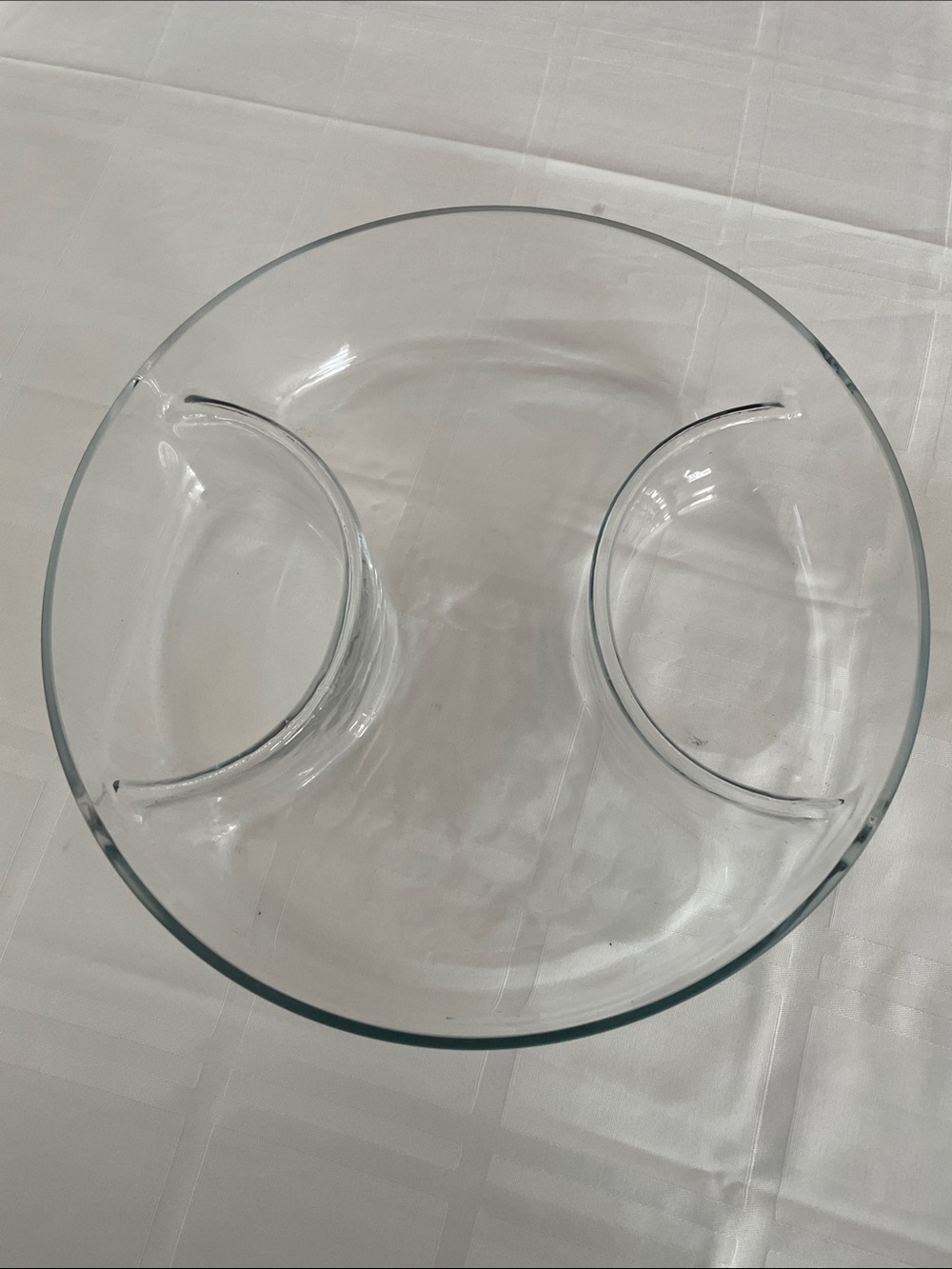 Clear Glass Double Dip Serving Bowl - Home Dining pre owned no chips